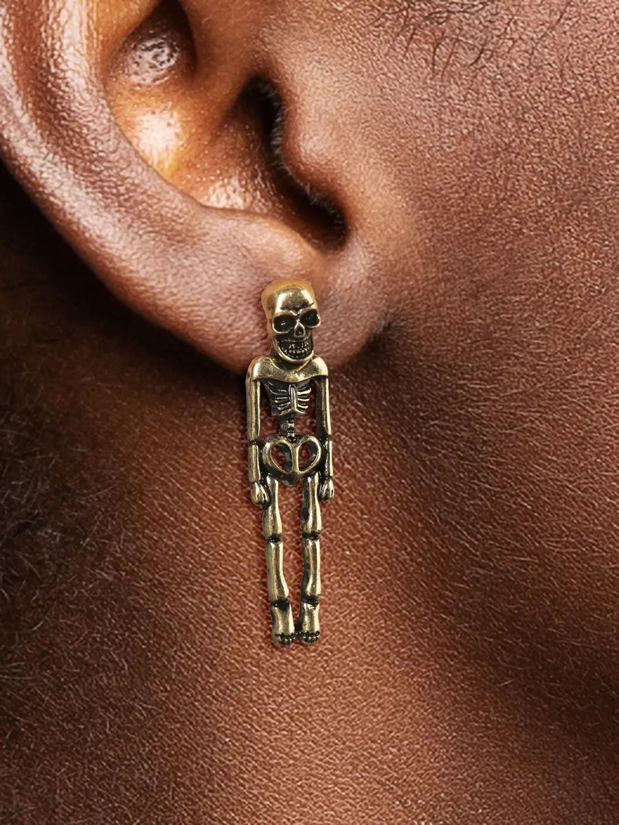 1 Pair Retro Cool Style Skull Copper Alloy Earrings