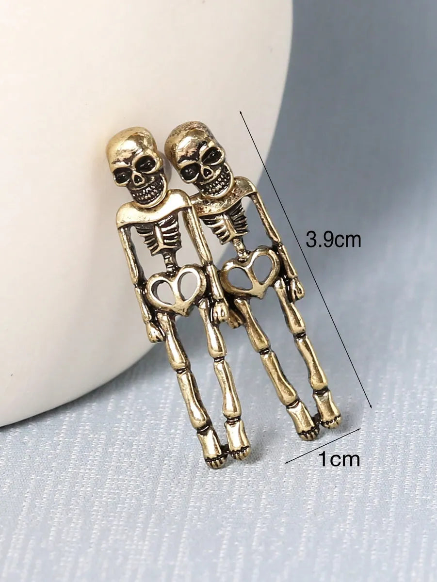 1 Pair Retro Cool Style Skull Copper Alloy Earrings