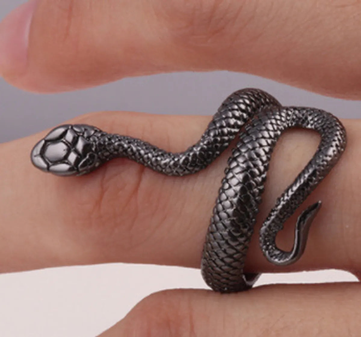 Wholesale Jewelry Retro Cool Style Snake Skull Alloy Plating Open Ring