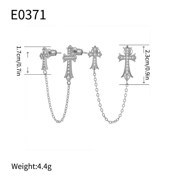 Wholesale Jewelry Retro Copper 14K Gold Plated Cross Earrings For Women