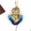 Wholesale Jewelry Retro Creative Style Heart Shape Copper Rice Beads Goldplated Pendant Necklace