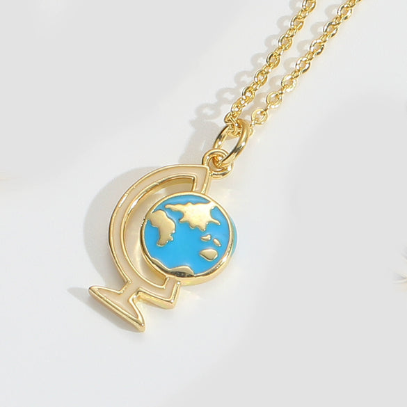 Wholesale Jewelry Retro Cute Geometric Copper Mixed Gemstone Setting Electroplated Pendant Clavicle Chain Necklace For Women