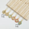 Wholesale Jewelry Retro Discshaped Geometric Copper Mixed Gemstone Setting Inlaid Pearl Electroplating Pendant Clavicle Chain Necklace For Women