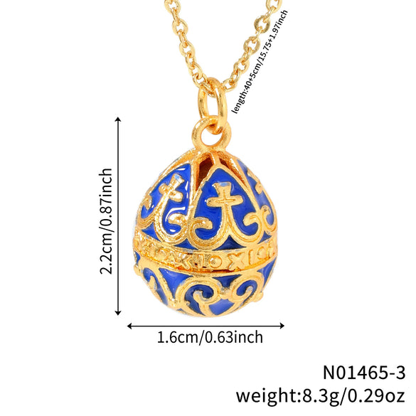 Wholesale Jewelry Retro Elegant Copper Water Drop Egg Pendant Necklace With Electroplating Oil Dripping