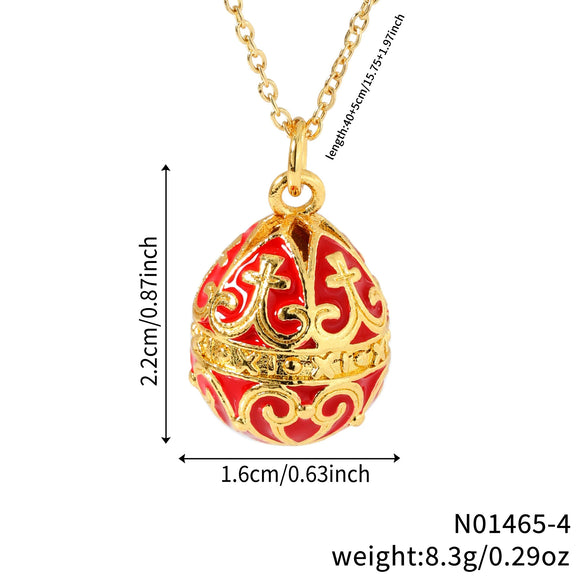 Wholesale Jewelry Retro Elegant Copper Water Drop Egg Pendant Necklace With Electroplating Oil Dripping