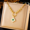 Wholesale Jewelry Retro Elegant Goldplated Stainless Steel Multilayer Chain Fanshaped Geometric Love Pendant Necklace