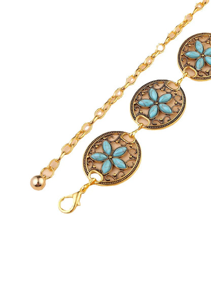 Wholesale Jewelry Retro Ethnic Style Geometric Metal Turquoise Waist Chain