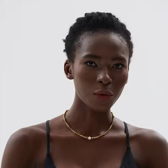 Wholesale Jewelry Retro Exaggerated Classic Style Solid Color 304 Stainless Steel Artificial Pearl Artificial Pearls 18K Gold Plated Beaded Plating Inlay Necklace