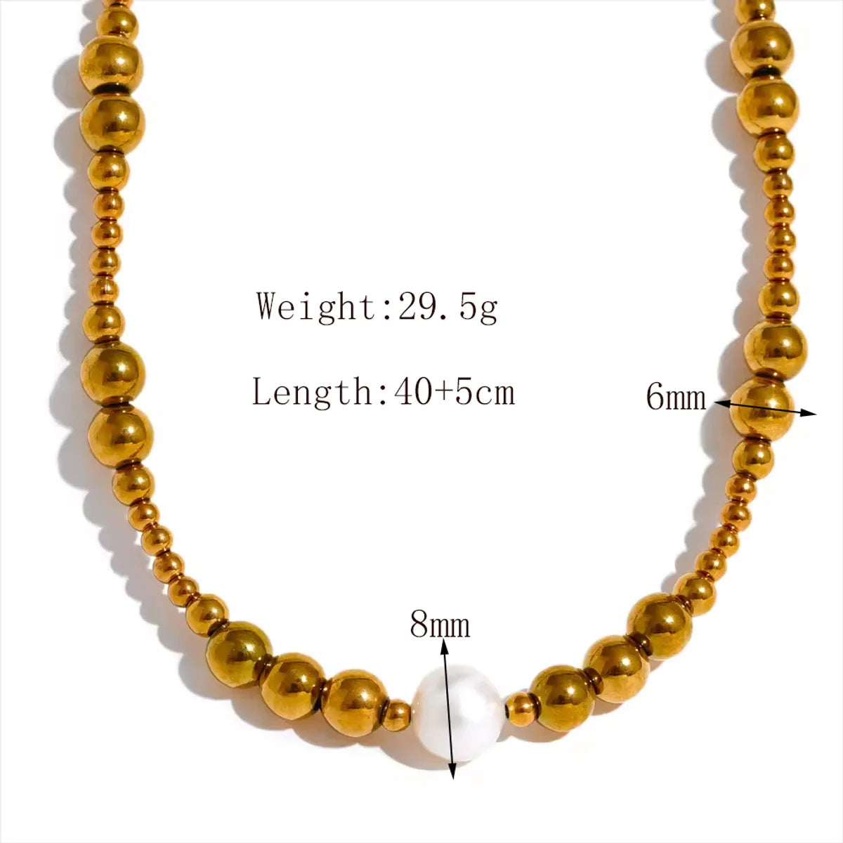 Wholesale Jewelry Retro Exaggerated Classic Style Solid Color 304 Stainless Steel Artificial Pearl Artificial Pearls 18K Gold Plated Beaded Plating Inlay Necklace