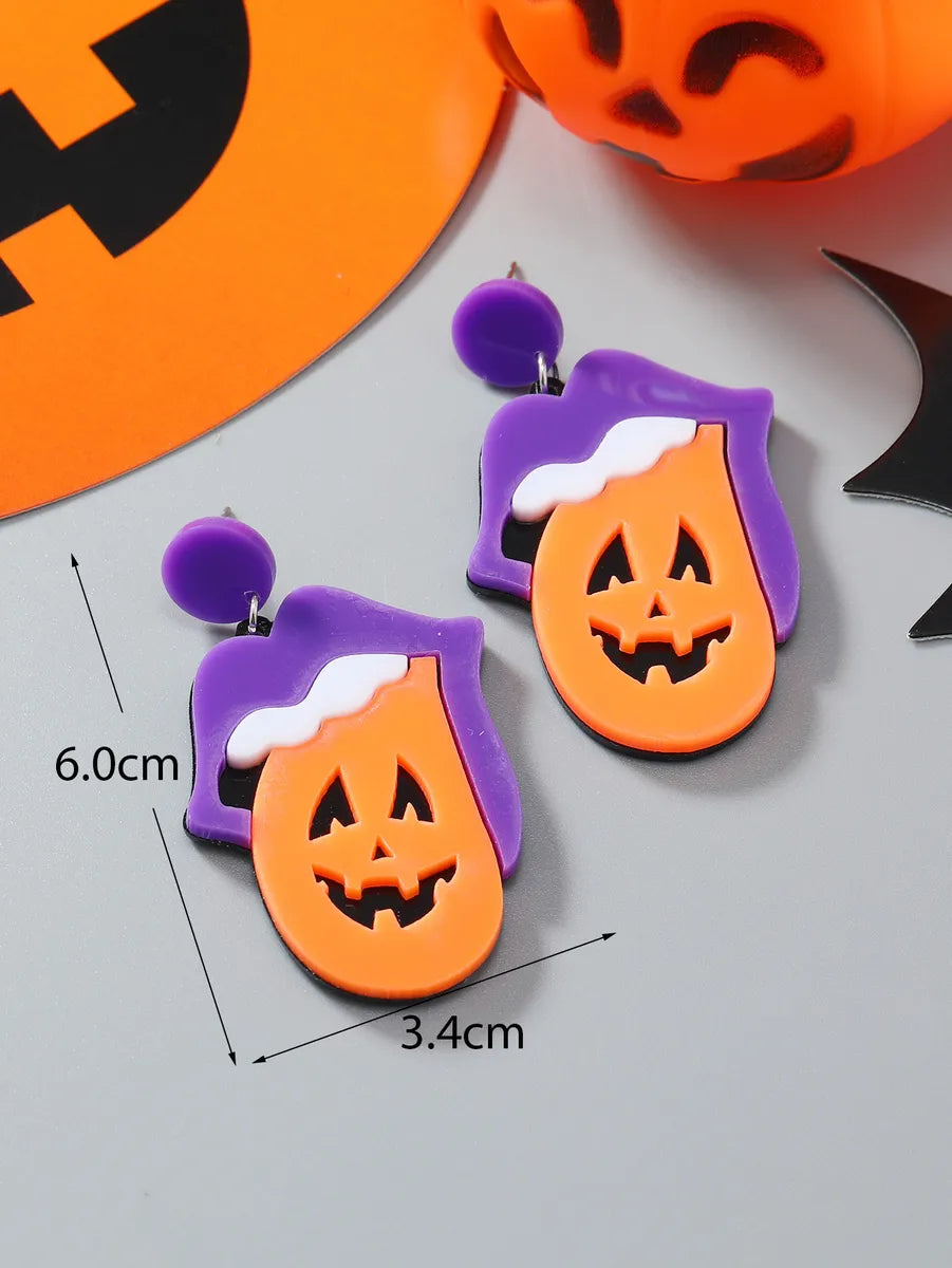 1 Pair Retro Exaggerated Funny Halloween Pattern Arylic Alloy Drop Earrings