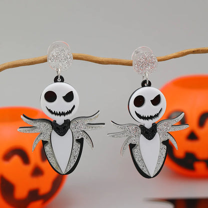 1 Pair Retro Exaggerated Funny Halloween Pattern Arylic Alloy Drop Earrings