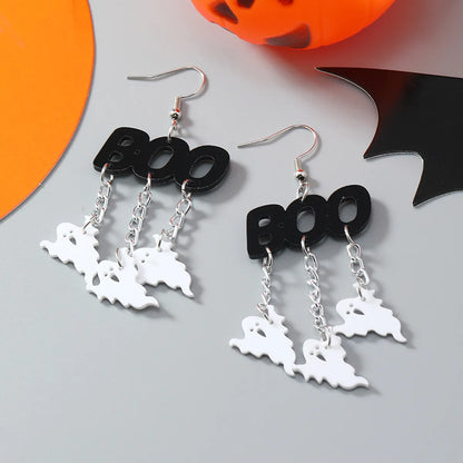 1 Pair Retro Exaggerated Funny Halloween Pattern Arylic Alloy