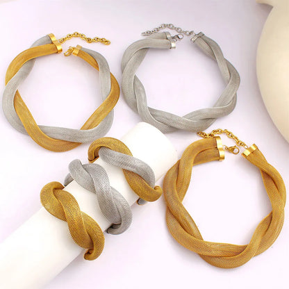 Wholesale Jewelry Retro Exaggerated Geometric 304 Stainless Steel 18K Gold Plated Bracelets Necklace