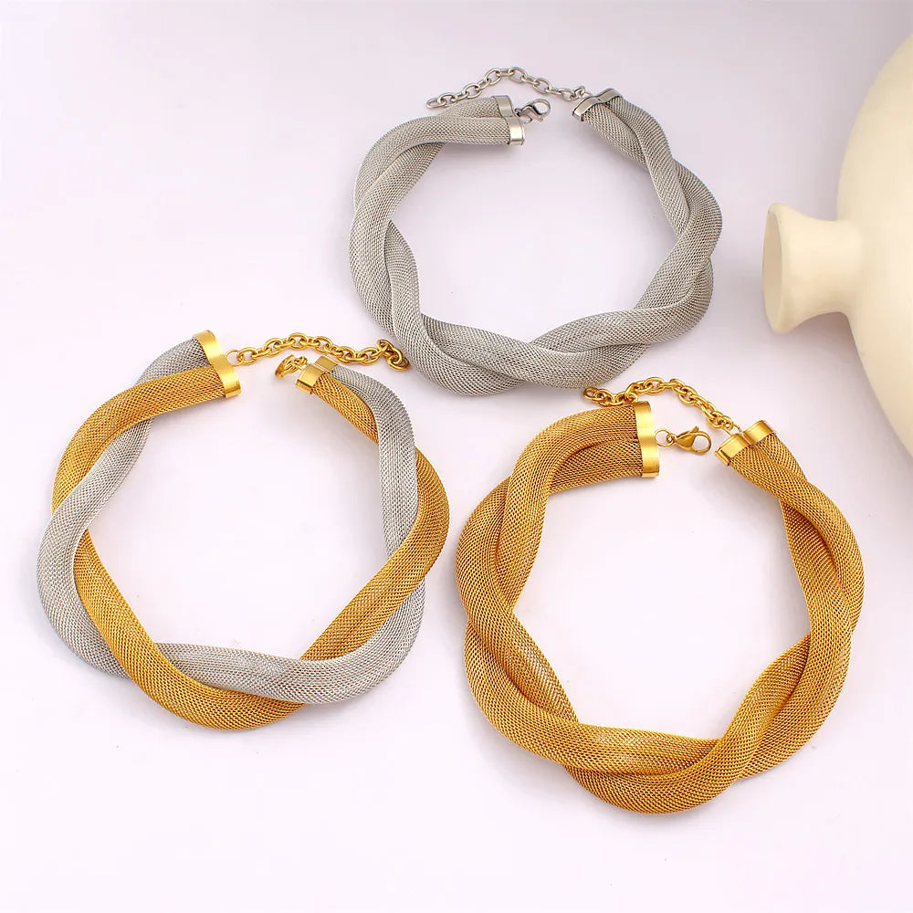 Wholesale Jewelry Retro Exaggerated Geometric 304 Stainless Steel 18K Gold Plated Bracelets Necklace