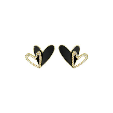 Wholesale Jewelry Retro Exaggerated Heart Shape Alloy Enamel Ear Studs