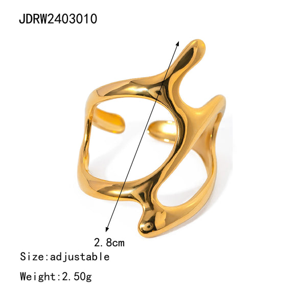 Wholesale Jewelry Retro Exaggerated Stainless Steel Round Geometric Sunflower Open Ring For Women With Electroplating