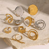 Wholesale Jewelry Retro Exaggerated Stainless Steel Round Geometric Sunflower Open Ring For Women With Electroplating