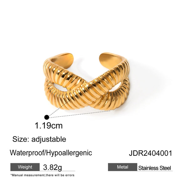 Wholesale Jewelry Retro Exaggerated Stainless Steel Round Geometric Sunflower Open Ring For Women With Electroplating