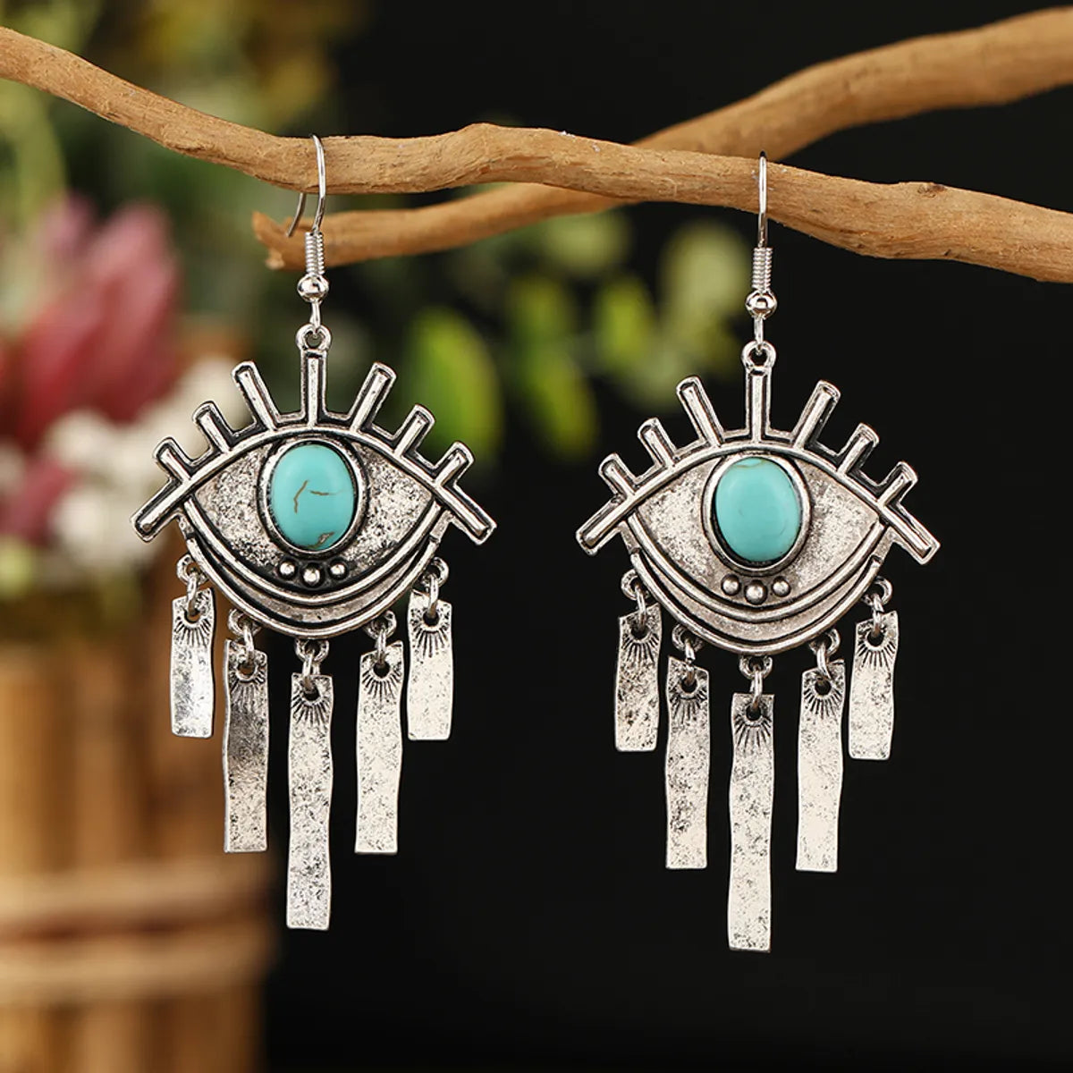 Wholesale Jewelry Retro Eye Alloy Turquoise Drop Earrings