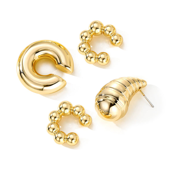Wholesale Jewelry Retro Fashion Drop Shaped Plastic And Resin Electroplated Ear Bone Clips For Women