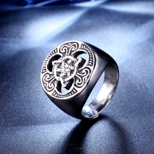Wholesale Jewelry Retro Fashion Geometric Handmade Titanium Steel Men's Ring