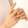 Wholesale Jewelry Retro Fashion Imitation Pearl Opening Ring Titanium Steel Gold Plated Geometric Women's Ring