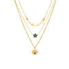 Wholesale Jewelry Retro Fashion Multilayered Goldplated Stainless Steel Heart Eyes Star Pendant Necklace