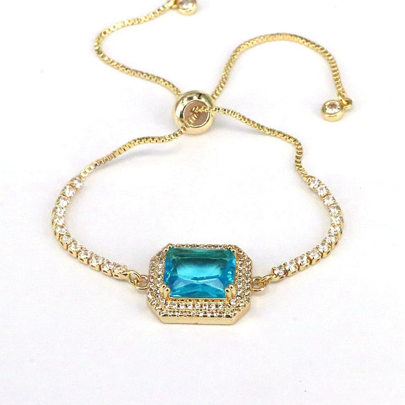 Wholesale Jewelry Retro Fashion Square Geometric Metal Zircon Inlaid Bracelet For Women