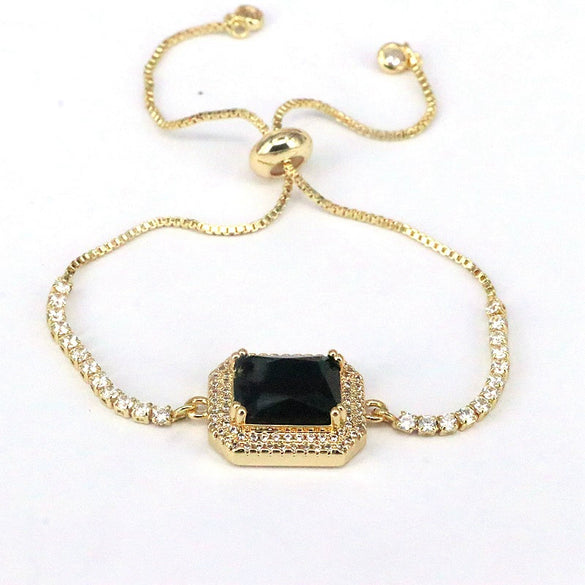 Wholesale Jewelry Retro Fashion Square Geometric Metal Zircon Inlaid Bracelet For Women