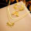 Wholesale Jewelry Retro Fashion Stainless Steel Goldplated Sunflower Earrings And Necklace Set