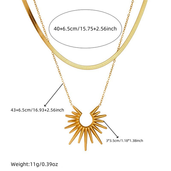 Wholesale Jewelry Retro Fashion Stainless Steel Goldplated Sunflower Earrings And Necklace Set