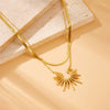 Wholesale Jewelry Retro Fashion Stainless Steel Goldplated Sunflower Earrings And Necklace Set