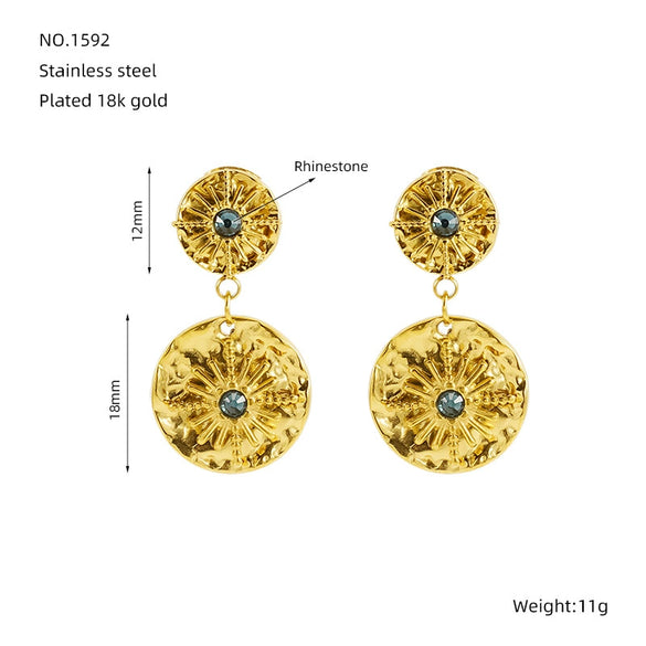 Wholesale Jewelry Retro Fashion Style Star Stainless Steel Electroplated Ochain Necklace Earrings Suit