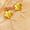 Wholesale Jewelry Retro Flower 201 Stainless Steel Gold Plated Jewelry Set