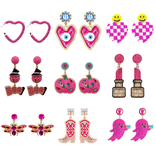 Wholesale Jewelry Retro Flower Alloy Rhinestones Inlay Drop Earrings