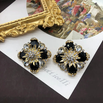 Wholesale Jewelry Retro Flower Alloy Zircon Plating Inlay Ear Studs