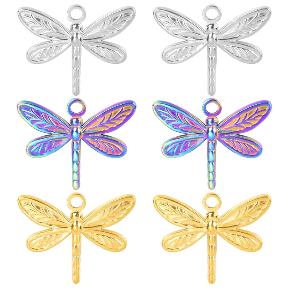 Wholesale Jewelry Retro French Style Dragonfly 304 Stainless Steel Plating Pendant Necklace