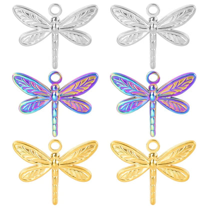 Wholesale Jewelry Retro French Style Dragonfly 304 Stainless Steel Plating Pendant Necklace