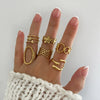 Wholesale Jewelry Retro French Style Geometric 316L Stainless Steel  18K Gold Plated Irregular Open Rings