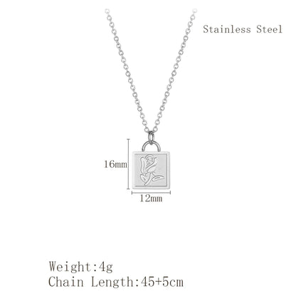 Wholesale Jewelry Retro French Style Rose Flower 304 Stainless Steel Plating Pendant Necklace