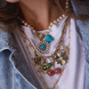 Wholesale Jewelry Retro Fruit Food Style Geometric Copper Mixed Gemstone Setting Electroplated Pendant Necklace O Word Chain