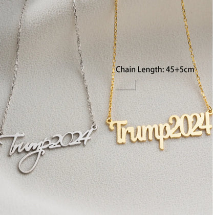 Wholesale Jewelry Retro Funny Novelty Donald Trump Letter 316 Stainless Steel  Pendant Necklace