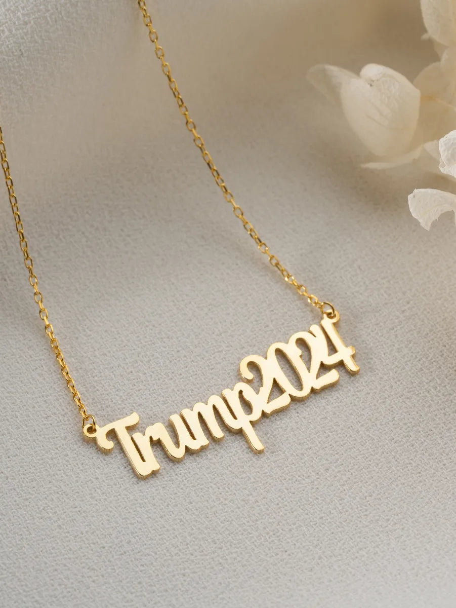 Wholesale Jewelry Retro Funny Novelty Donald Trump Letter 316 Stainless Steel  Pendant Necklace