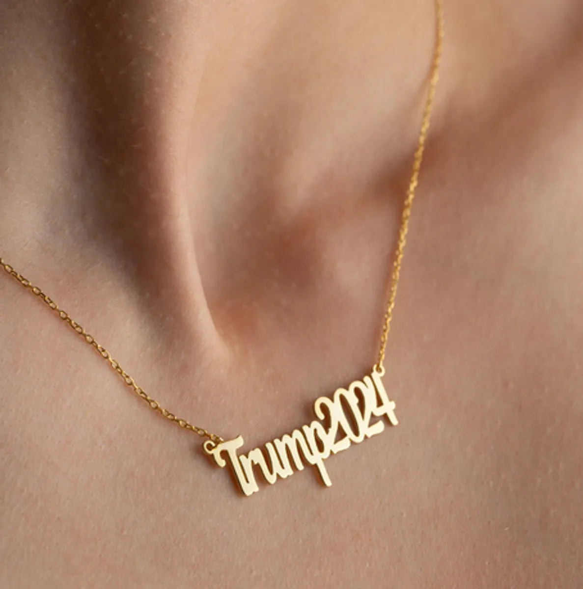 Wholesale Jewelry Retro Funny Novelty Donald Trump Letter 316 Stainless Steel  Pendant Necklace