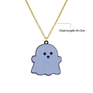 Wholesale Jewelry Retro Funny Pumpkin Ghost Skull 316 Stainless Steel  Arylic Pendant Necklace