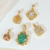 Wholesale Jewelry Retro Geometric Copper Green Stone Pendant With Heart Shape Electroplating
