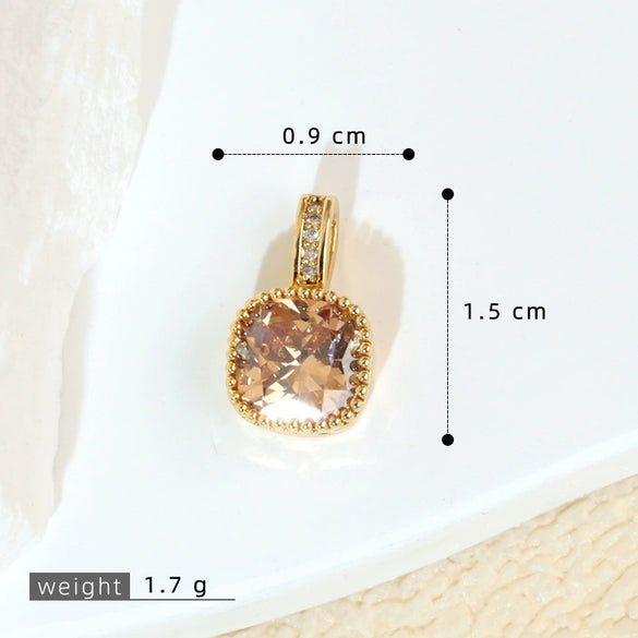 Wholesale Jewelry Retro Geometric Copper Green Stone Pendant With Heart Shape Electroplating