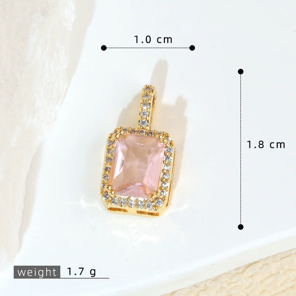 Wholesale Jewelry Retro Geometric Copper Green Stone Pendant With Heart Shape Electroplating
