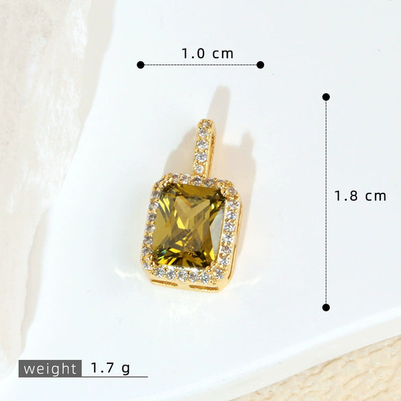 Wholesale Jewelry Retro Geometric Copper Green Stone Pendant With Heart Shape Electroplating