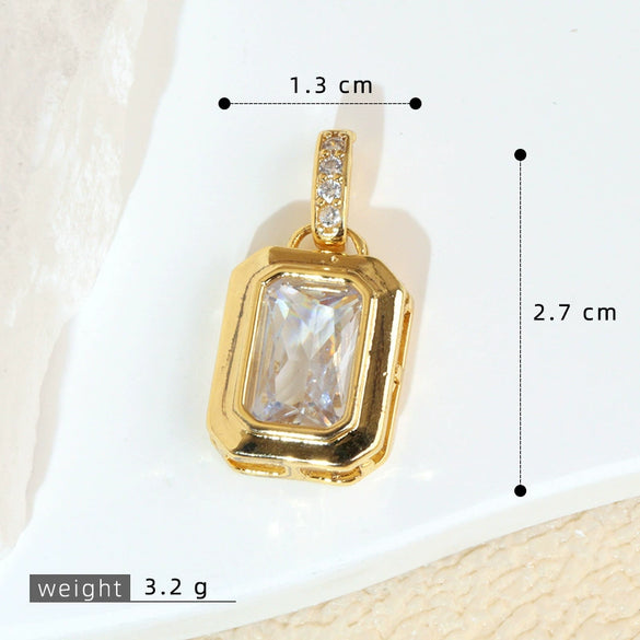 Wholesale Jewelry Retro Geometric Copper Green Stone Pendant With Heart Shape Electroplating